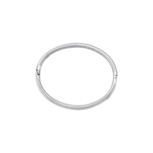 Minimalist silver stainless steel multi-layer cable texture cuff bracelet with side clasp