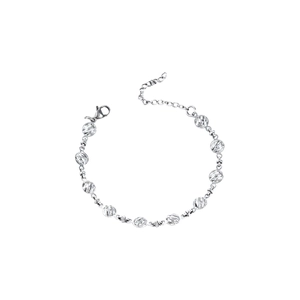 Bracelet en acier inoxydable poli avec maillons sphériques texturés et fermoir mousqueton