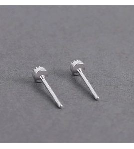 Detailed macro view of S925 sterling silver stud earring base and hallmark stamp