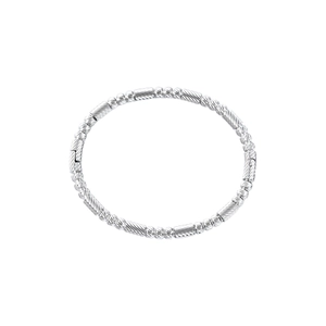 Bracelet perlé argenté texturé en acier inoxydable poli pour un look minimaliste chic