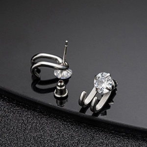Minimalistische S925 Silber U-Ohrstecker mit funkelnden Zirkoniasteinen für Herren