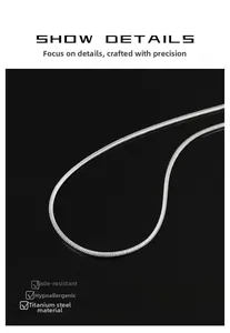 Detailed view of titanium steel snake chain with anti-fade and hypoallergenic features