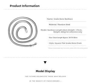 Detailed view of titanium steel snake chain necklaces in square and flat styles