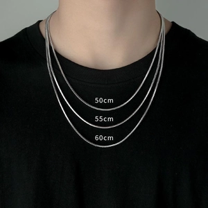 Titanium Steel Minimalist Snake Bone Chain Necklace For Men Women Silver Polished Snake Link Chain Hip Hop Fashion Jewelry