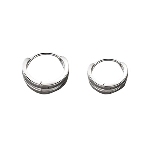 Polished silver double-layered hoop earrings in two sizes for men with minimalist design