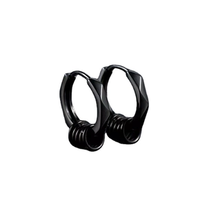 Boucles d'oreilles noires minimalistes en acier inoxydable pour hommes au design industriel