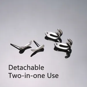 Boucles d'oreilles hip-hop argentées minimalistes avec breloques amovibles pour hommes