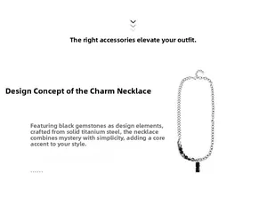 Détail du collier en acier titane avec un pendentif élégant en pierre noire rectangulaire