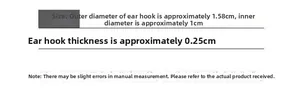 Detailed dimension chart showing 1cm inner and 1.58cm outer diameter of the fashion earring