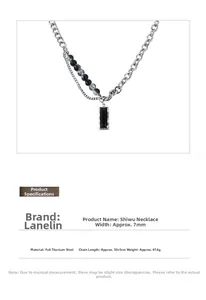 Détail du collier double couche en acier titane avec chaîne perlée et pendentif noir