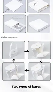 Detailed view of white PE film jewelry display box with matching paper gift bag assembly