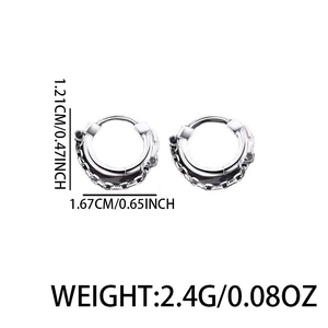 Minimalist silver chain hoop earrings in industrial punk style for men and women