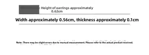 Spécifications de taille pour clou d'oreille étoile montrant 0,62 cm par 0,56 cm