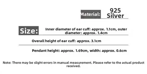 Size specifications for 925 silver vintage cone pendant earrings with detailed dimensions