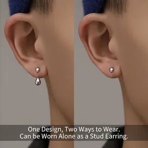 Boucles d'oreilles gouttes d'argent minimalistes avec design détachable polyvalent
