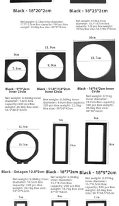 Various sizes of black floating jewelry display frames with transparent PE film