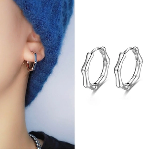 Boucles d Oreilles Créoles en Cuivre à Joint de Bambou Hommes Femmes Hip Hop Élégant Géométrique Hexagone Bijoux Neutres