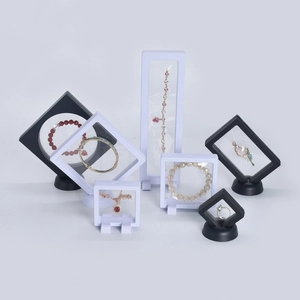 3D Floating Jewelry Display Case PE Film Suspension Frame Box For Ring Necklace Coin Storage Jewelry Packaging Organizer