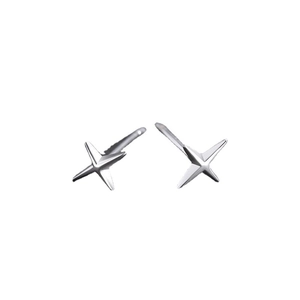 Boucles d'oreilles minimalistes en forme d'étoile à quatre branches en métal argenté