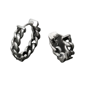 Boucles d'oreilles créoles vintage en argent S925 avec design de chaîne punk chic