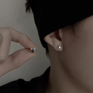 North Star Zirconia Stud Earrings For Men Women Fashion Geometric Copper Earrings 925 Sterling Silver Post Jewelry Gift