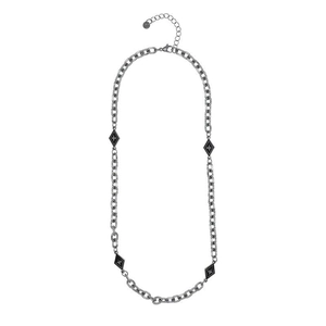 Collier étoile losange minimaliste en argent foncé avec accents en émail noir