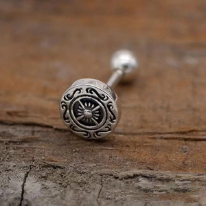 Vintage Copper Ship Wheel Cross Stud Earrings For Men Women Punk Gothic Style Stainless Steel Earring Post Retro Jewelry