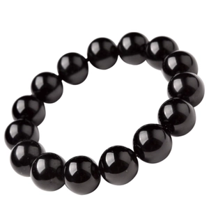 Bracelet classique minimaliste en perles de verre noires avec 15 perles polies lisses