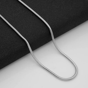 Sleek silver stainless steel snake chain necklace with a smooth metallic finish for unisex