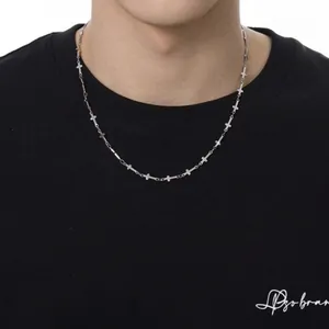 Collana con Ciondolo a Croce in Acciaio al Titanio per Uomo Donna Catena a Maglie Argento Minimalista Gioielli di Moda