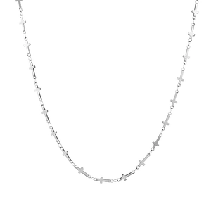 Collana a catena con croce minimalista da uomo con design a maglie continue