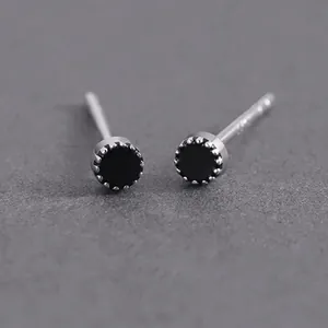 Minimalist Copper Stud Earrings For Men Women Geometric Round Earring With Stainless Steel Post Silver Black Edgy Jewelry