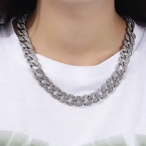 Iced Out Panzerkette Halskette Für Herren Damen Hip Hop Versilbert Legierung Strass Kette Streetwear Mode Schmuck