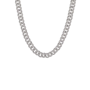 Silberne Iced-Out Gliederkette für Herren mit funkelnden weißen Kristallen besetzt