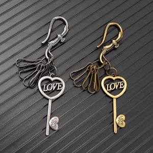 Retro punk couple keychains featuring eagle and love heart pendants in vintage finishes