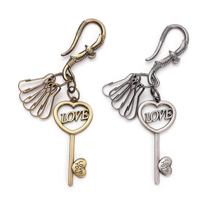 Vintage Punk Zinc Alloy Heart Key Keychain For Men Women Couple Bag Charm Jean Pendant With Love Engraving Antique Finish