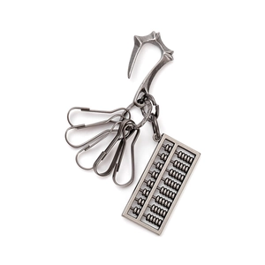 Retro metal abacus keychain pendant with vintage pins and gothic hook design