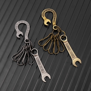 Hip hop vintage wrench pendant keychain with metal clips for streetwear cargo pants