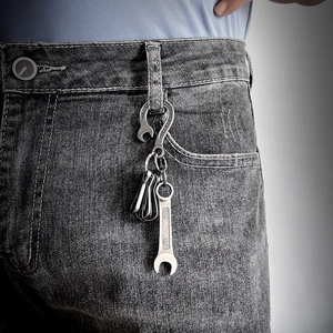 Vintage industrial wrench pendant keychain accessory for hip hop utility pants