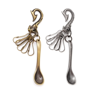 Retro Spoon Pendant Metal Keychain Punk Style Zinc Alloy Carved Hook Hip-Hop Pant Chain Bag Accessory For Men Women
