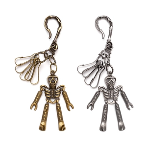 Vintage Zinc Alloy Skeleton Skull Keychain Gothic Punk Waist Accessory For Men Halloween Decorative Jewelry Key Ring