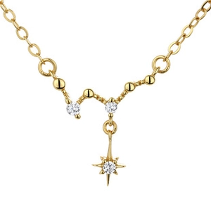 Détail du collier Grande Ourse en argent 925 avec pendentifs constellations dorés