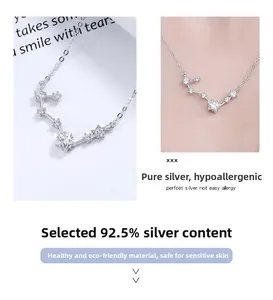 Détail du collier Grande Ourse en argent S925 avec pierres de zircone cubique blanches