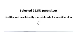 Detail highlighting hypoallergenic 925 sterling silver material for sensitive skin comfort