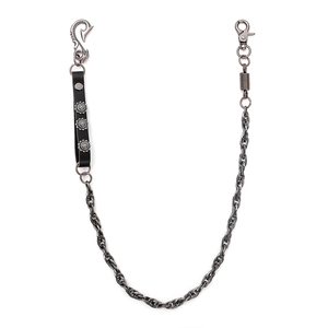 Vintage Punk Alloy Iron Cowhide Trouser Chain For Men Women Hip Hop Wallet Chain With Sunflower Rivets Retro Waist Chain Accessory