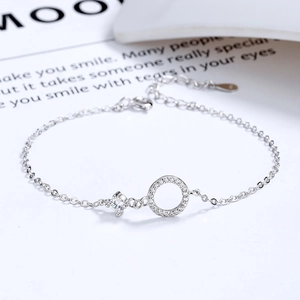 925 Sterlingsilber Armband Für Damen Minimalistisch Strass Geometrischer Kreis Charm Verstellbare Kette Exquisite Mode Schmuck Geschenk