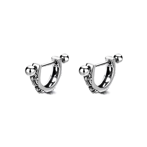 Orecchini a C in argento sterling 925 vintage con incisioni floreali in stile retrò