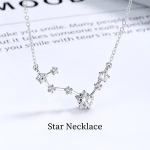 Collier Pendentif Constellation Grande Ourse en Argent Sterling 925 Avec Strass Chaîne Ras du Cou Minimaliste Bijoux Cadeau Femme