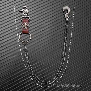 Punk hip hop metal trousers chain with skull lobster clasp and eagle head hook 66cm