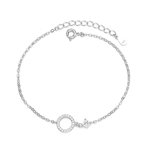 Elegantes 925 Sterling Silber Armband mit Pavé-Kreis und Zirkonstein für Damen